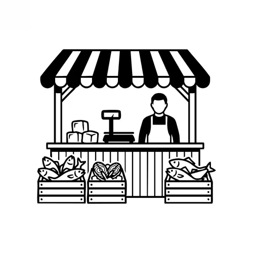 A vendor at their market stall